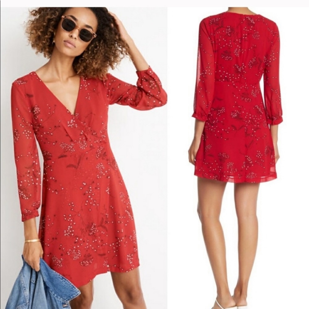 Madewell Hazelwood faux wrap dress red Size 8